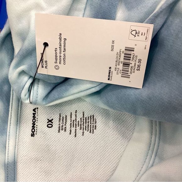Sonoma OX blue tie dye‎ short sleeve sweatshirt new with tags - Picture 3 of 15